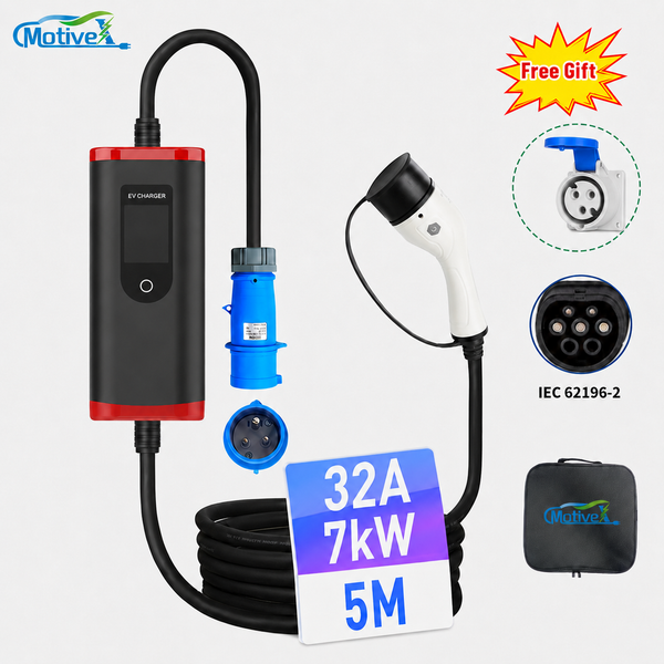 Portable Type2 B2 Homeuse Smart EV Charger 7kW|CEE 3-Pin|5M